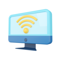 Computer. Wireless Network. 3D rendering. png