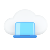 Laptop. Cloud Computing Concept. 3D rendering. png