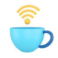 Internet cafe. Wireless Network. 3D rendering. png