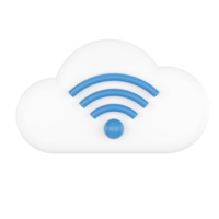 Cloud Computing With Wifi Signal. Wireless Network. 3D rendering. png