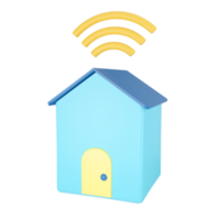 Smart Home. Wireless Network. 3D rendering. png