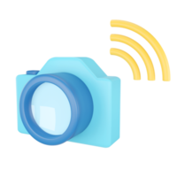 Camera Connect Wifi. Wireless Network. 3D rendering. png