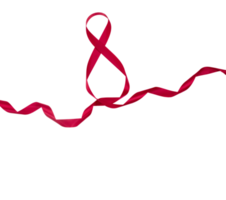 Number 8 eight from silk twisted red ribbon on transparent background. International Women's Day, birthday. Design element. Copy space png