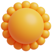 3D yellow sun with rays. Sun cartoon minimal style. Summer, weather, nature concept. png