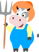 A Cow Famer with Hat, and Pitchfork png
