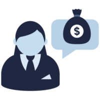 finance call center and dollar bag flat icon png