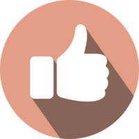 Thumb up, like icon with long shadow png