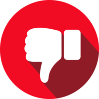 Thumb down, dislike icon with long shadow png