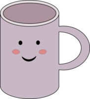 kawaii brillante vistoso linda caracteres tazas con sonrisa cara brillante color. taza. cerámico taza. gratis png