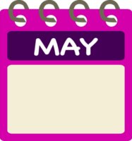 Flat icon calendar of May. month. PNG illustration. color banner. Blank date label. Free PNG. Free calendar.