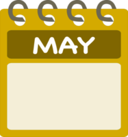plano icono calendario de mayo. mes. png ilustración. color bandera. blanco fecha etiqueta. gratis png. gratis calendario.