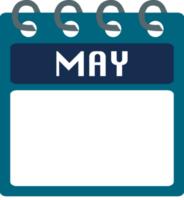 Flat icon calendar of May. month. PNG illustration. color banner. Blank date label. Free PNG. Free calendar.