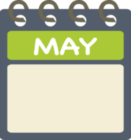 plano icono calendario de mayo. mes. png ilustración. color bandera. blanco fecha etiqueta. gratis calendario. gratis png.