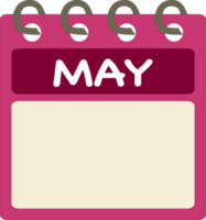 piatto icona calendario di Maggio. mese. png illustrazione. colore striscione. vuoto Data etichetta. gratuito png. gratuito calendario.