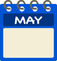 Flat icon calendar of May. month. PNG illustration. color banner. Blank date label. Free PNG. Free calendar.