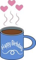 aniversário dia cumprimento cartão, convite. mão desenhado caneca. copo do chá ou café. png ilustração, escova rotulação. livre png.