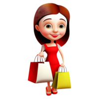 Pretty Girls  Holding shopping bag cartoon. png