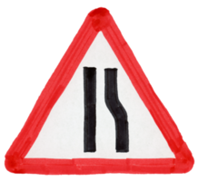 road narrows one side sign illustration transparent PNG