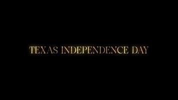 Texas independence day text animation with golden texture effect. Seamless loop video
