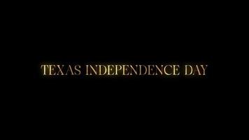 Texas independence day text animation with golden texture effect. Seamless loop video