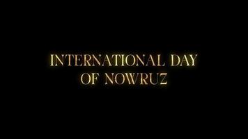 internazionale giorno di Nowruz con d'oro struttura nel nero sfondo. senza soluzione di continuità ciclo continuo video