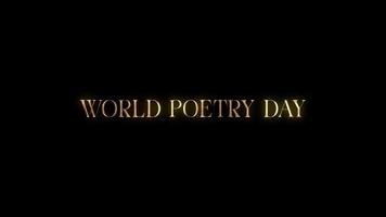 mundo poesia dia com dourado textura dentro Preto fundo. desatado ciclo vídeo video