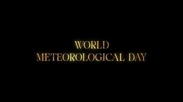 World meteorological day with golden texture in black background. Seamless loop video