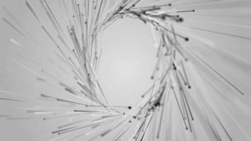 Minimalist grayscale spiraling line particles background. Abstract technology concept motion background. Full HD and a seamless loop. video