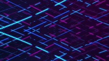 Glowing pink and blue neon lines and dashed lines and dots gently moving diagonally across the frame. Full HD, looping abstract motion background animation. video