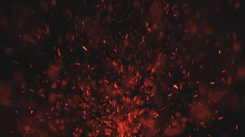 Verbrennung rot heiß Funken und Glut Feuer Hintergrund Animation. feurig glühend rot Funken explodiert nach oben. voll hd heiß Feuer Partikel Bewegung Hintergrund. video