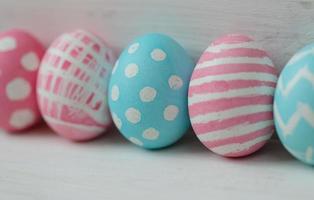 Easter eggs on a wooden background photo