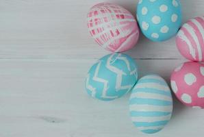 Easter eggs on a wooden background photo