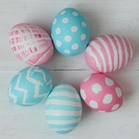 Easter eggs on a wooden background photo