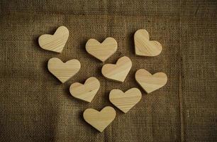 Heart shaped wooden pieces photo