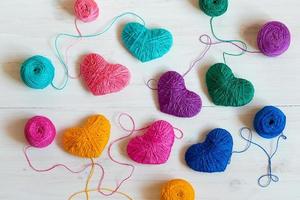 Colorful heart shaped sewing threats photo