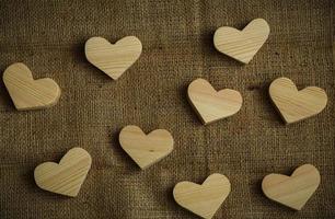 Heart shaped wooden pieces photo