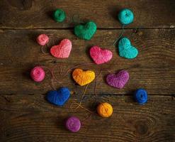 Colorful heart shaped sewing threats photo