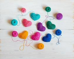 Colorful heart shaped sewing threats photo