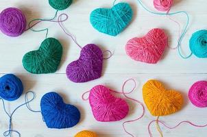 Colorful heart shaped sewing threats photo