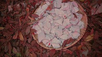 broken plates scattered on the ground in a bamboo container video