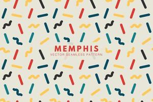 Memphis colorful straight and wavy lines geometric shapes seamless vector repeat pattern