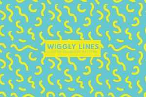 Yellow wiggly squiggly lines cute shape memphis abstract seamless repeat vector pattern