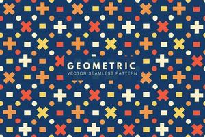 Geometric colorful shapes on a dark background. Memphis seamless vector repeat pattern