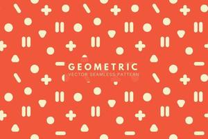 Geometric cute white shapes on a red orange background vector seamless repeat pattern