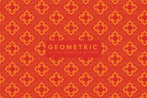 Geometric bright red square shapes. Abstract vector seamless repeat pattern