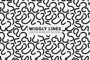 Wiggly squiggly black lines. Simple abstract on a white background. Vector seamless repeat pattern