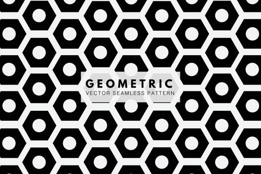 Hexagon polygon shape with circles geometric shapes. Vector seamless repeat pattern