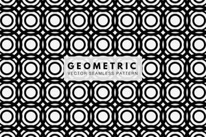 Overlapping black circles geometric round shapes. Seamless repeat vector pattern