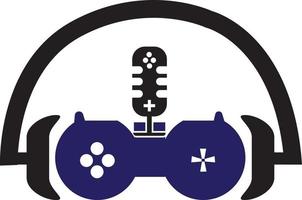 auriculares juego podcast logo modelo diseño vector