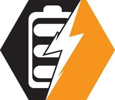 plantilla de diseño de logotipo de batería de energía. diseño del logotipo de carga rápida de la batería. energía de la batería y el icono del logotipo del relámpago. vector